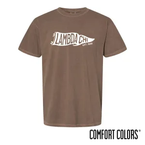 Lambda Chi Comfort Colors Brown Pennant Short Sleeve Tee