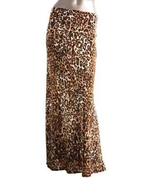 Leopard Gold Black Tan Foldover Maxi Skirt