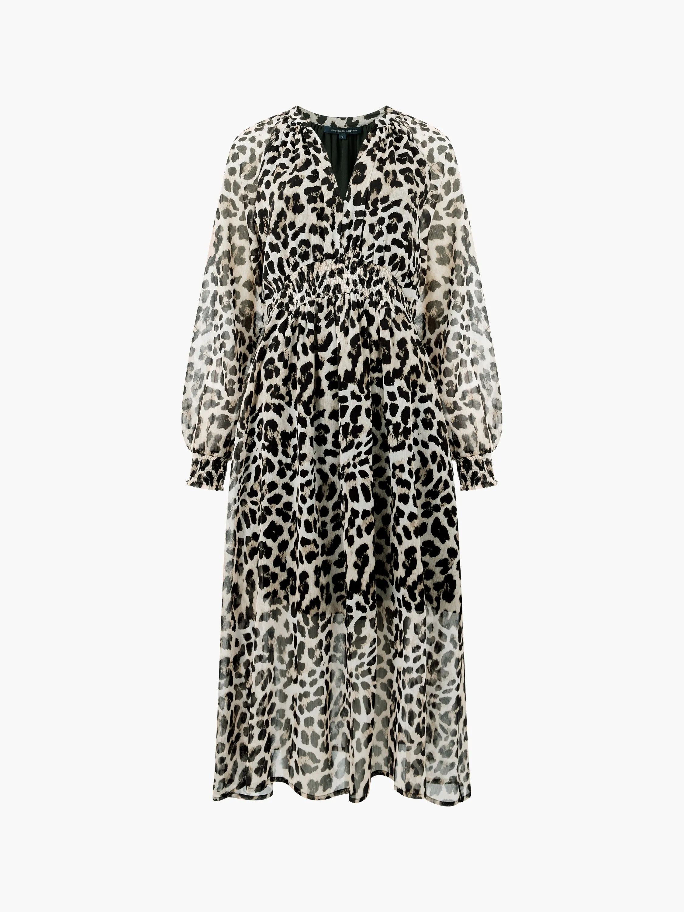 Leopard Print Georgette Long Sleeve Dress