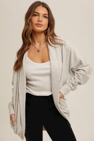 Light Gray Soft Brushed Cocoon Cardigan