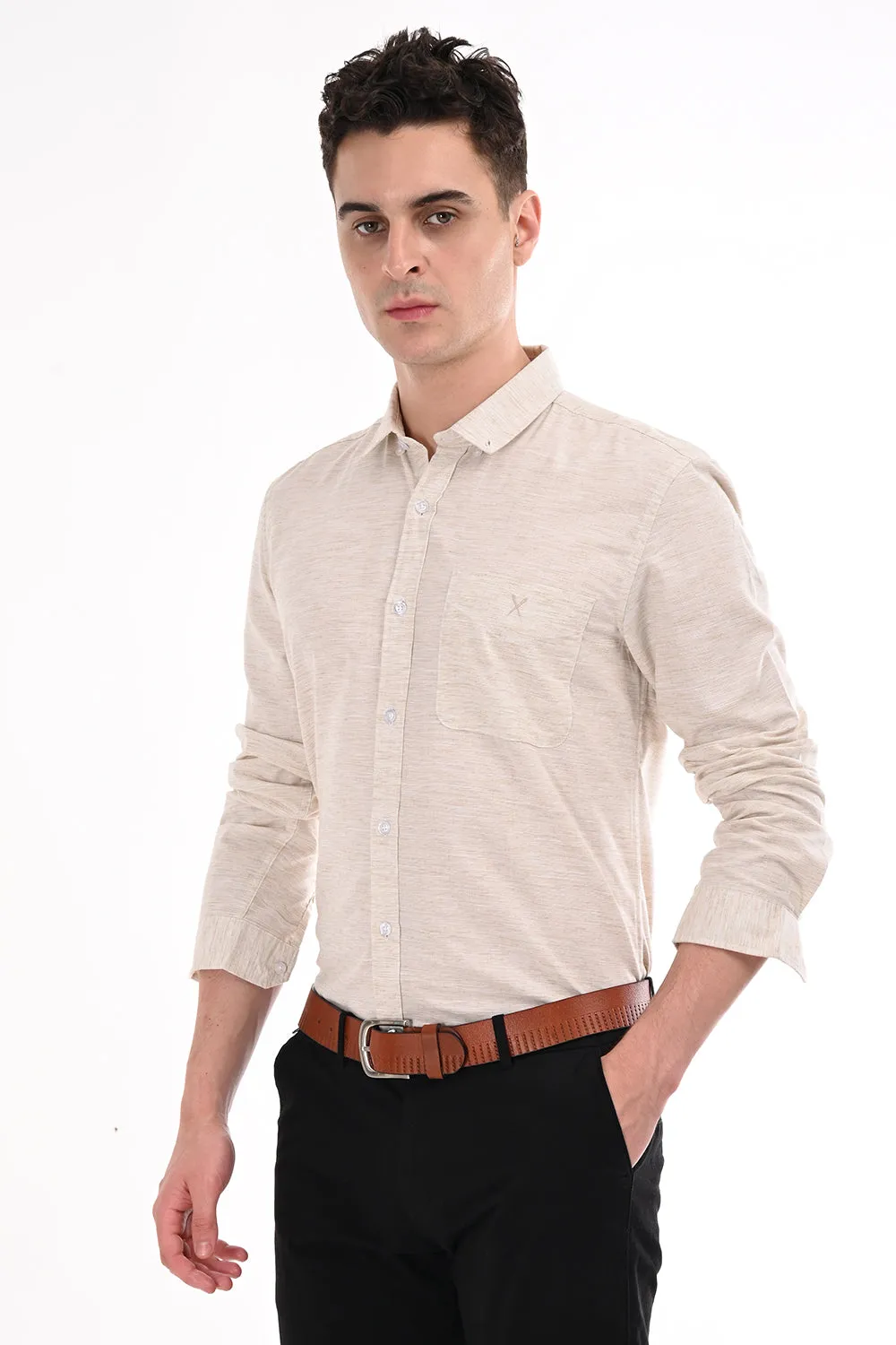 Light Yellow Lenin Semi Formal Shirt