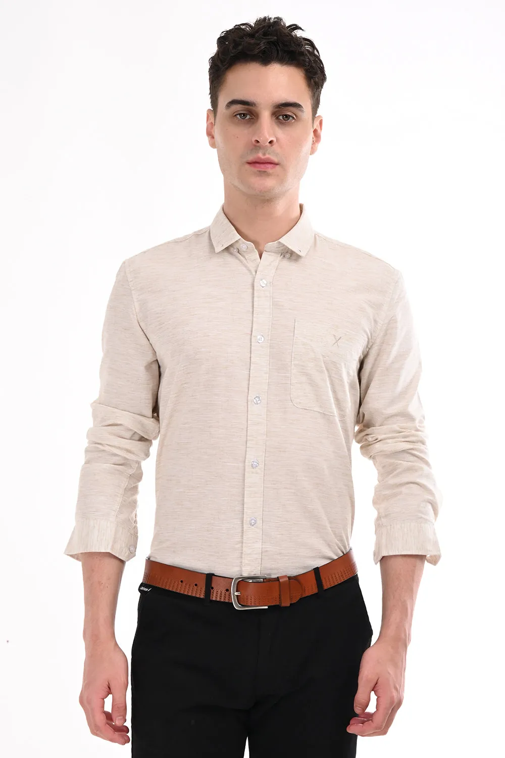 Light Yellow Lenin Semi Formal Shirt