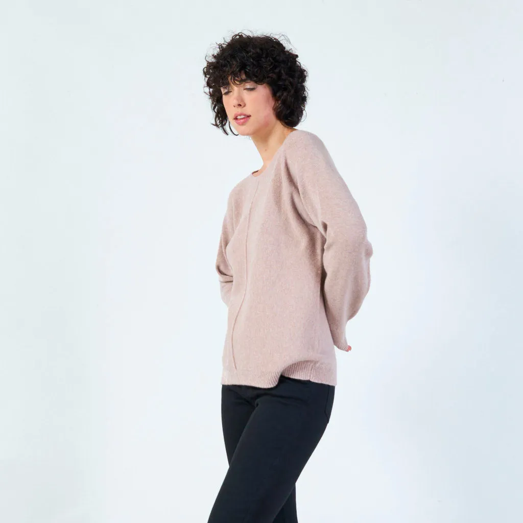 Long sleeve knit sweater with relaxed fit wholesale