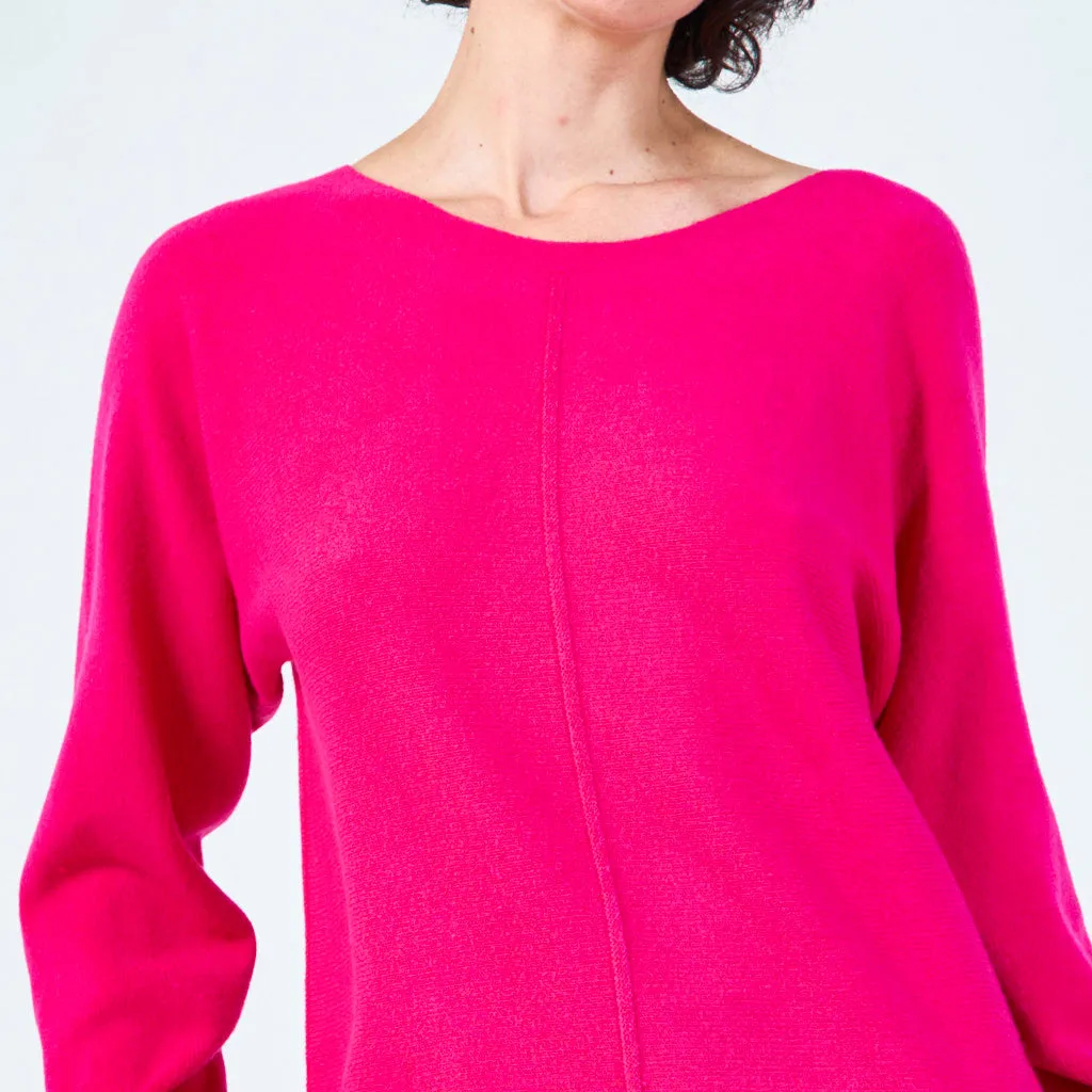 Long sleeve knit sweater with relaxed fit wholesale