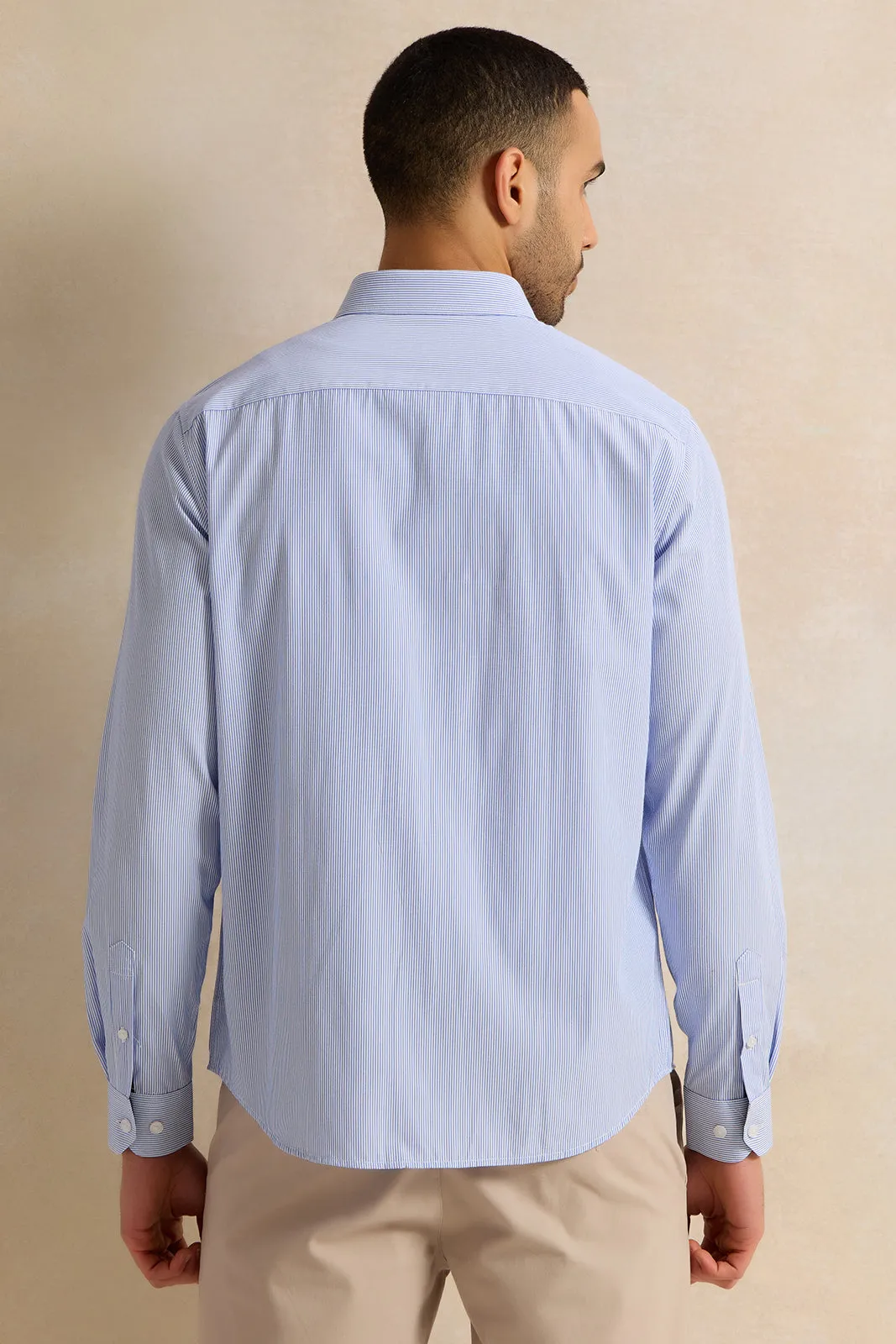 Men Blue Striped Shirt