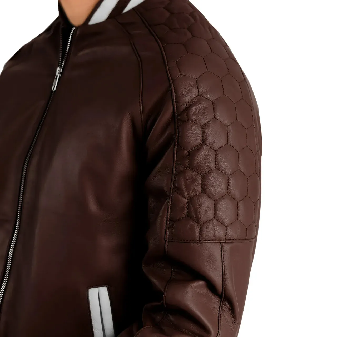 Mens Maroon Leather Varsity Jacket