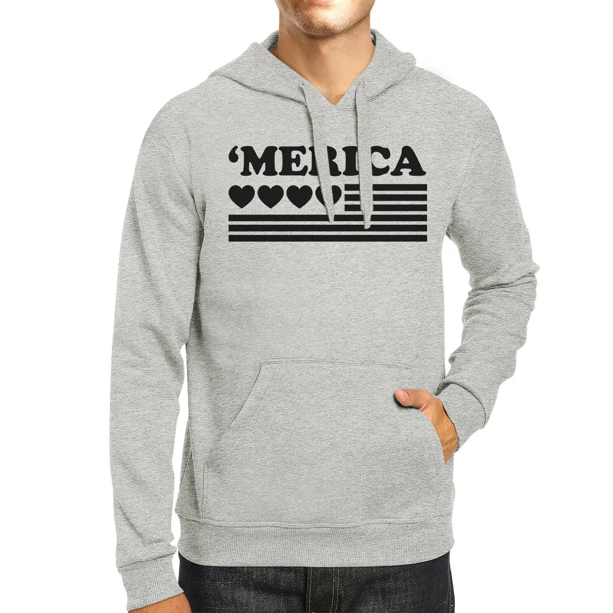 'Merica Unisex White Graphic Hoodie Gift Idea For Independence Day