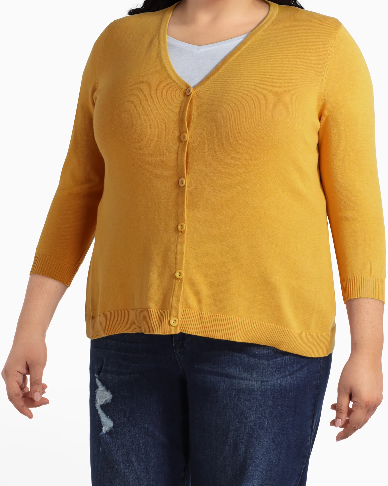 Merritt Essential V-Neck Cardigan | Yellow