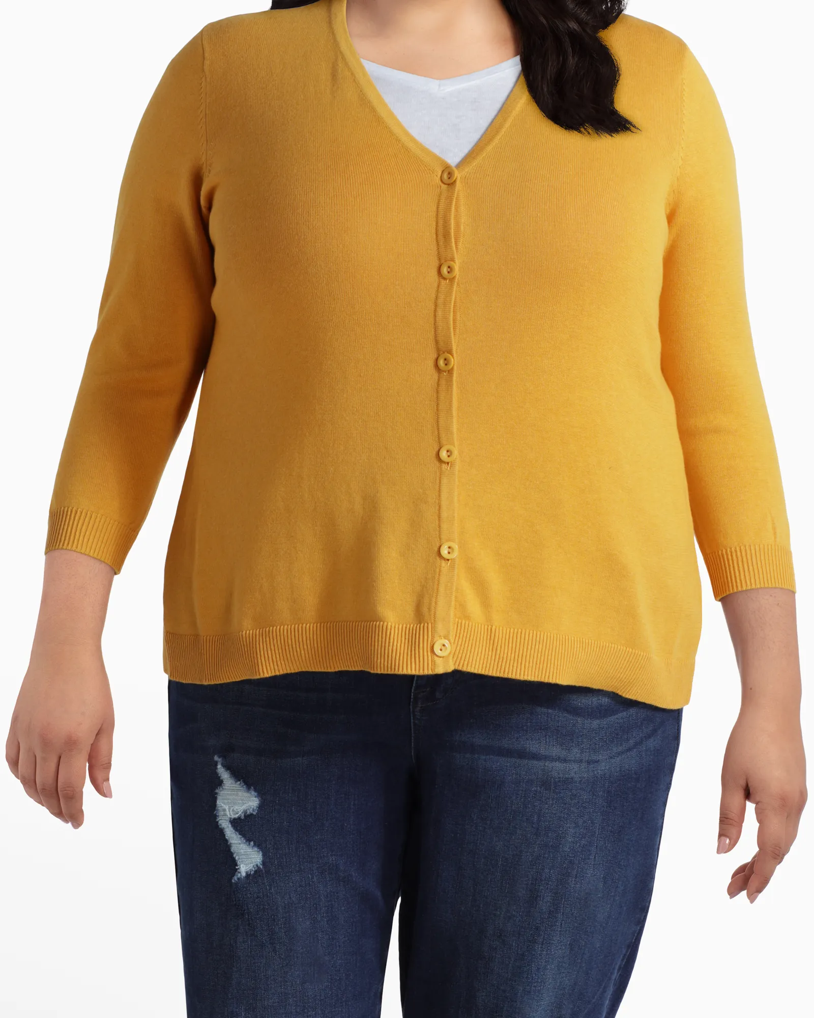 Merritt Essential V-Neck Cardigan | Yellow