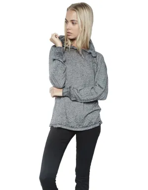 Michael Lauren Trevor Draped Pullover w/Hood in Heather Grey Burnout