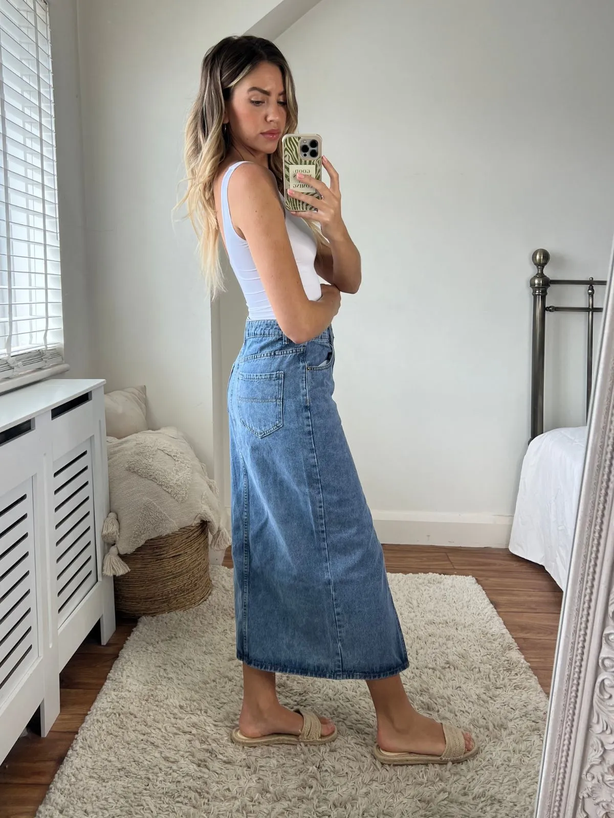 Midi Denim Skirt / Blue