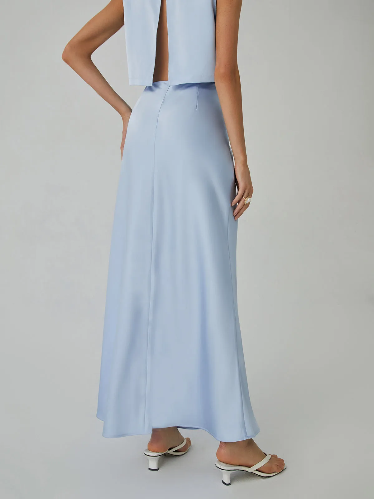 Minimalism Satin Graceful Maxi Skirt