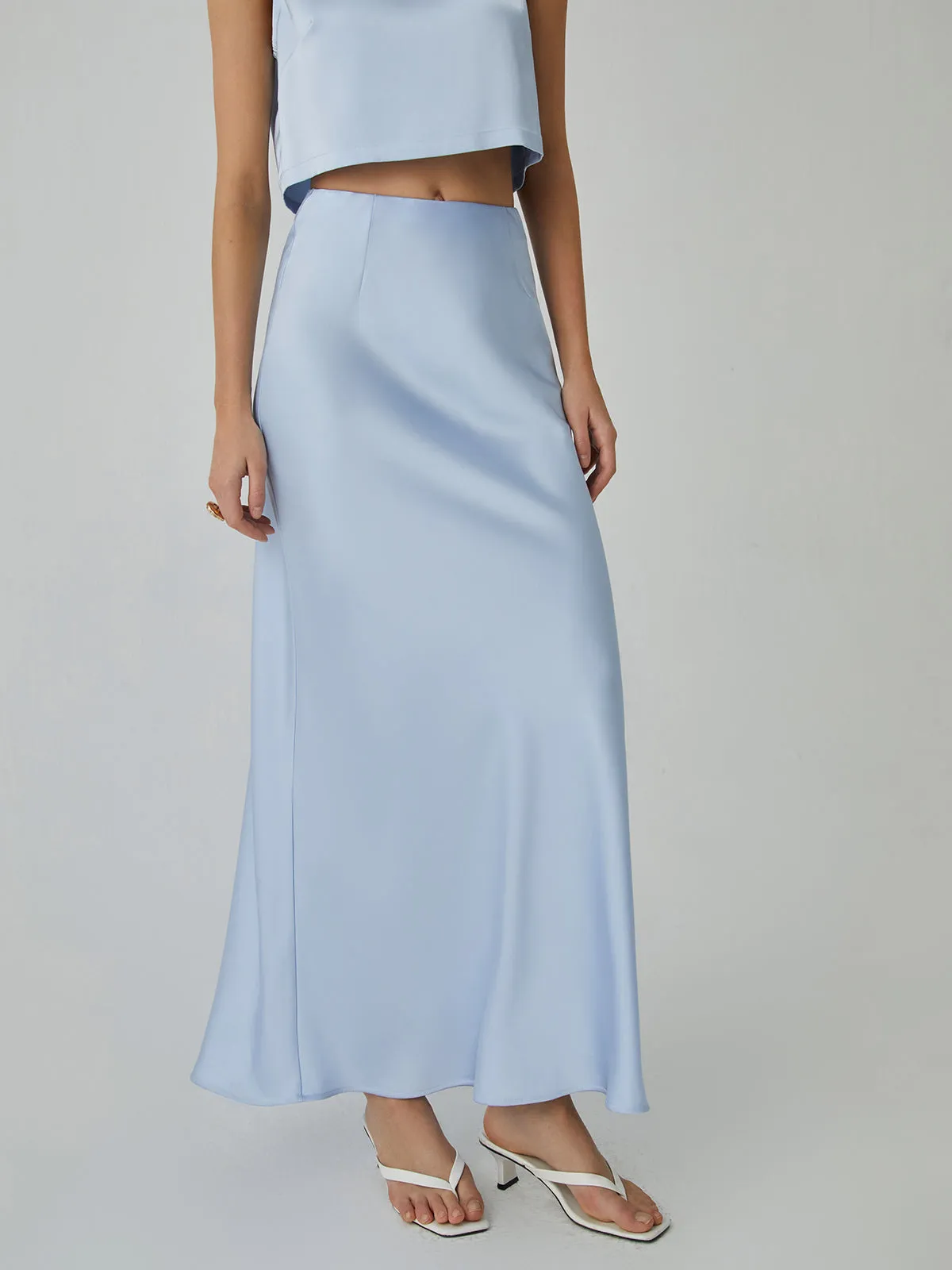 Minimalism Satin Graceful Maxi Skirt