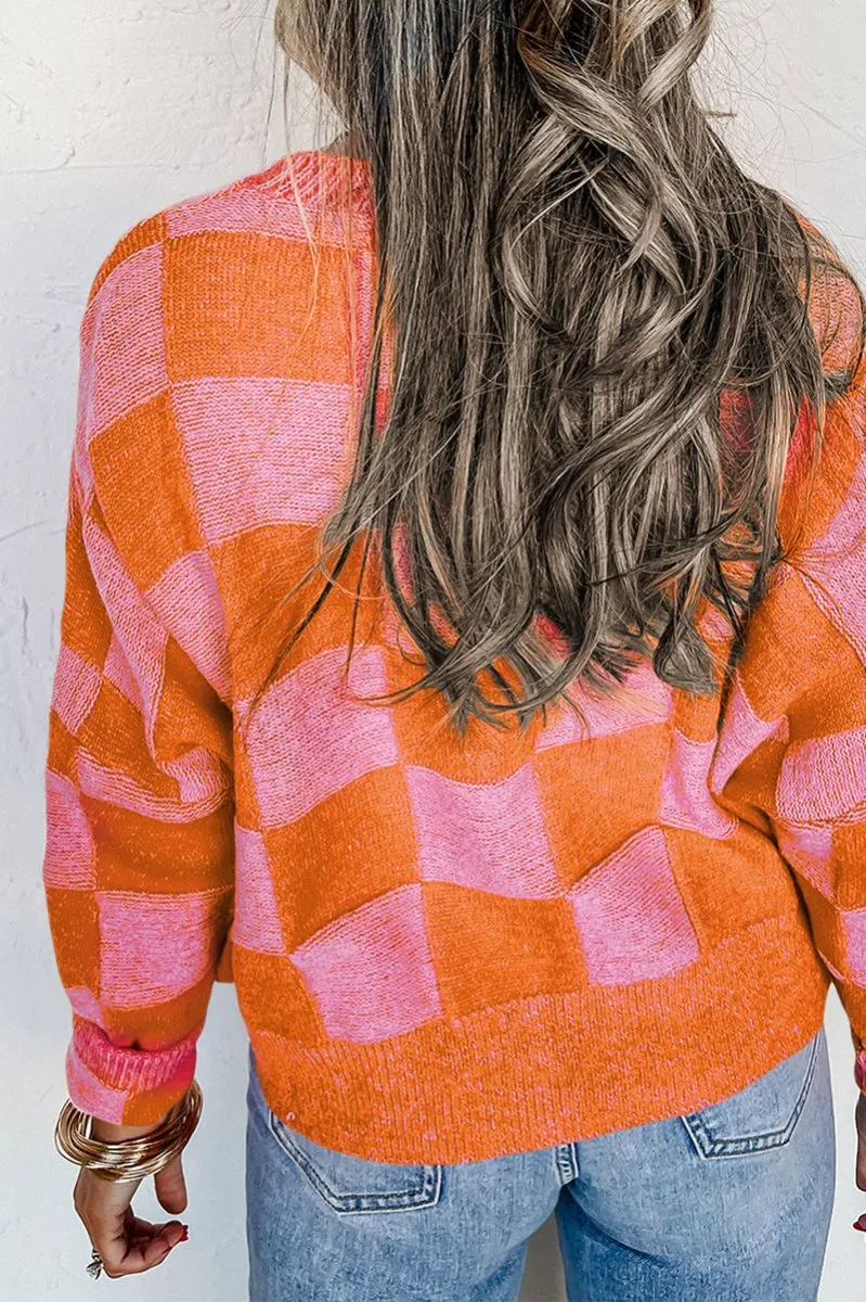 No Brakes Orange  Checkered Cardigan