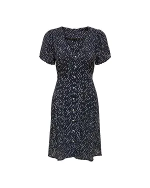 ONLY ONLCLAIRE LIFE Navy Midi Dress with White Polka Dots