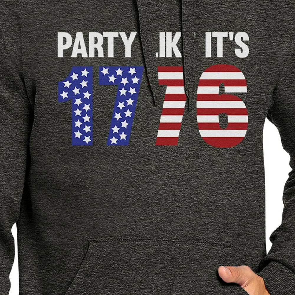 Party Like It's 1776 Unisex Gray Gift Hoodie For Independence Day