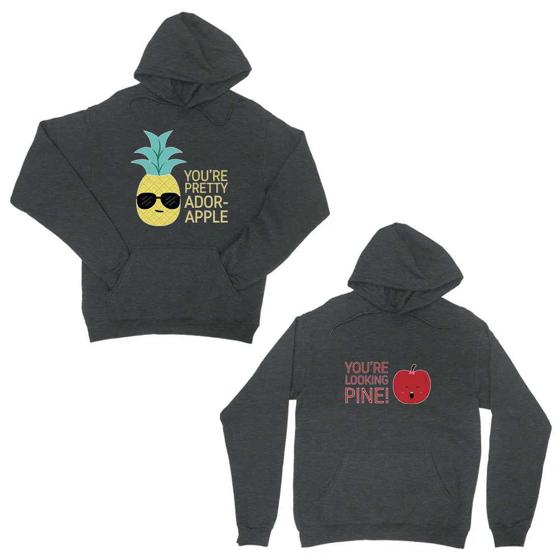 Pineapple Apple Dark Grey Matching Couple Hoodies For Christmas