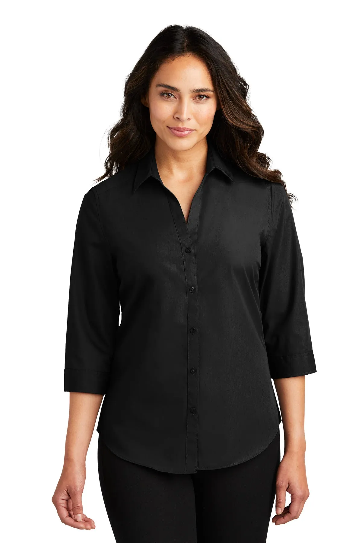 Port Authority Ladies 3/4-Sleeve Carefree Poplin Shirt. LW102