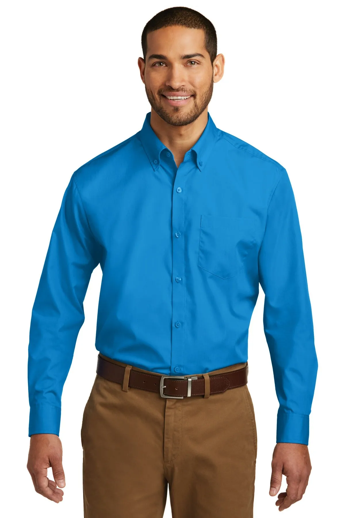 Port Authority Long Sleeve Carefree Poplin Shirt. W100