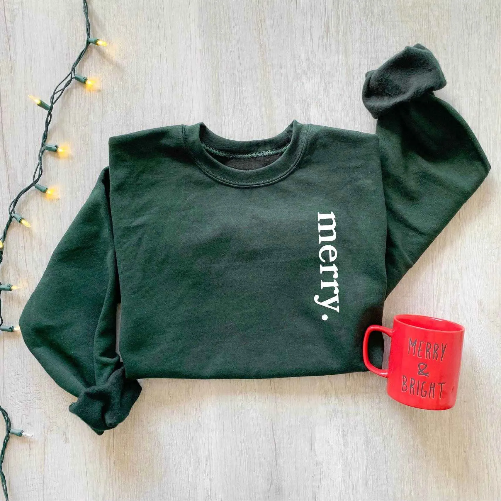 "Merry" Christmas Sweatshirt – Simple Holiday Style, Customizable Colors