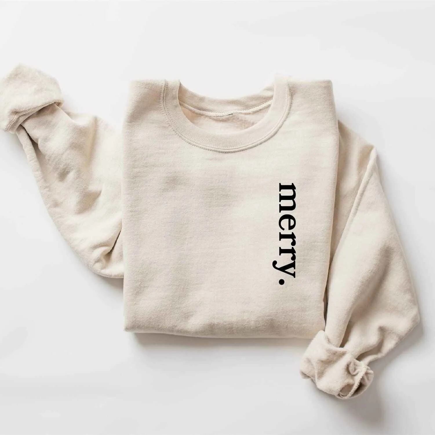 "Merry" Christmas Sweatshirt – Simple Holiday Style, Customizable Colors