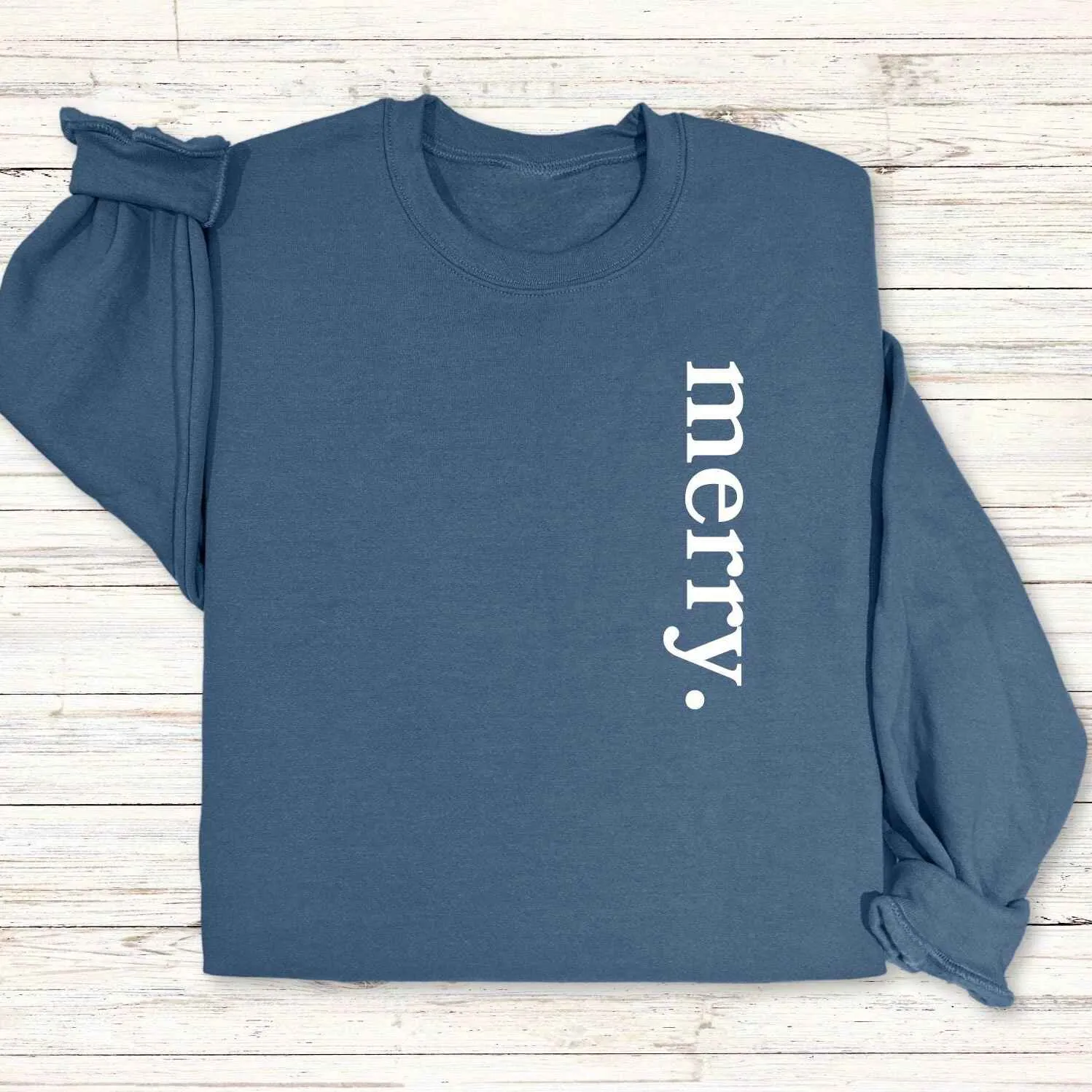 "Merry" Christmas Sweatshirt – Simple Holiday Style, Customizable Colors