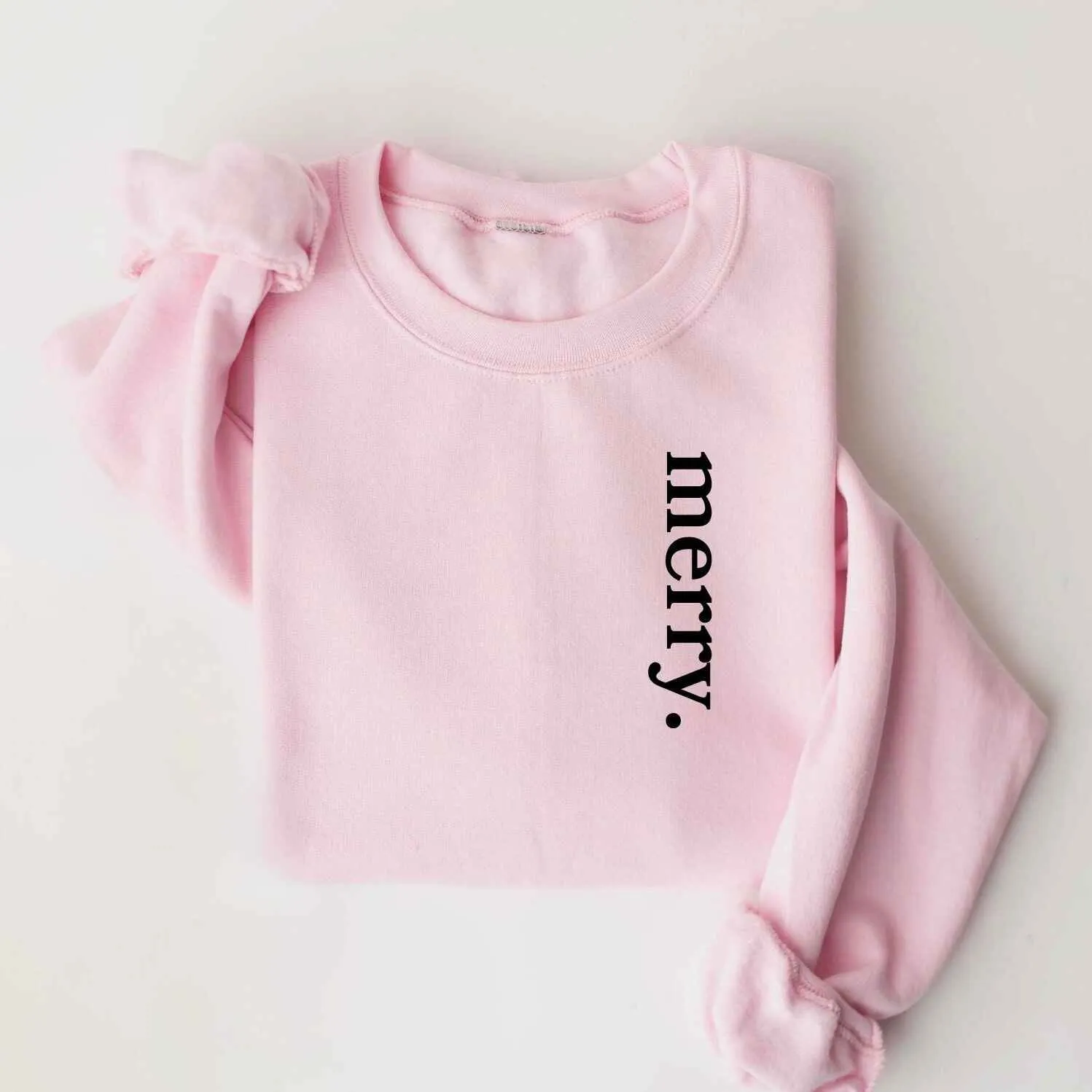 "Merry" Christmas Sweatshirt – Simple Holiday Style, Customizable Colors