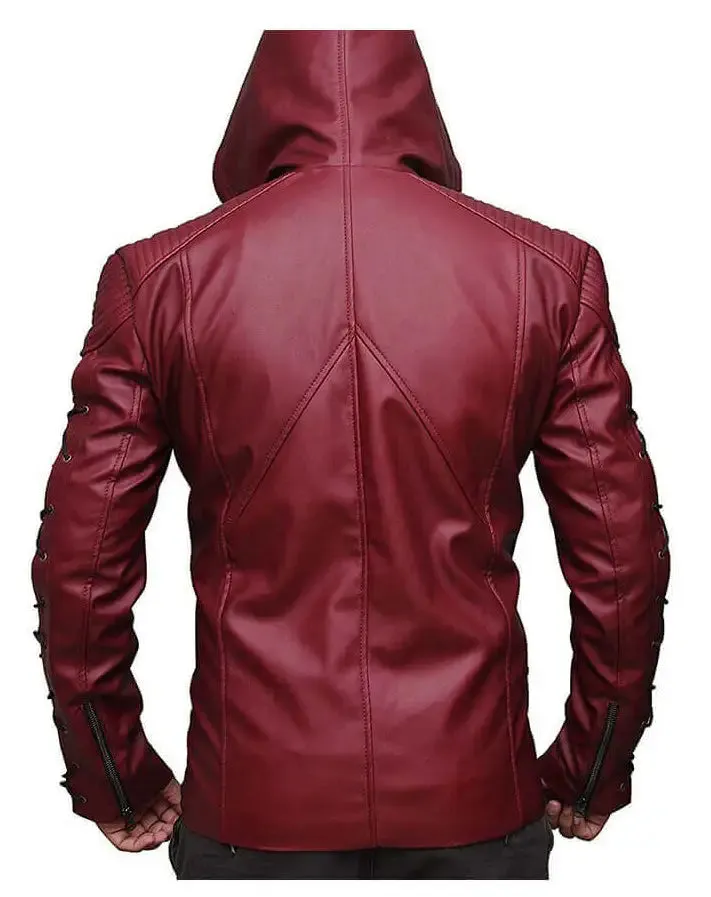 Red hood leather jacket for Sale