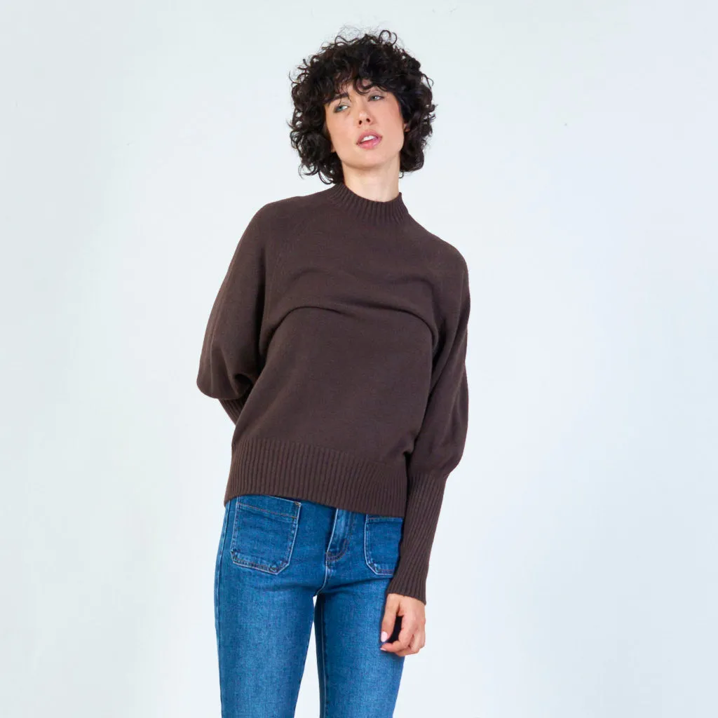 Ribbed crew neck sweater with relaxed fit wholesale