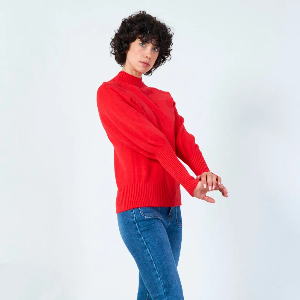 Ribbed crew neck sweater with relaxed fit wholesale