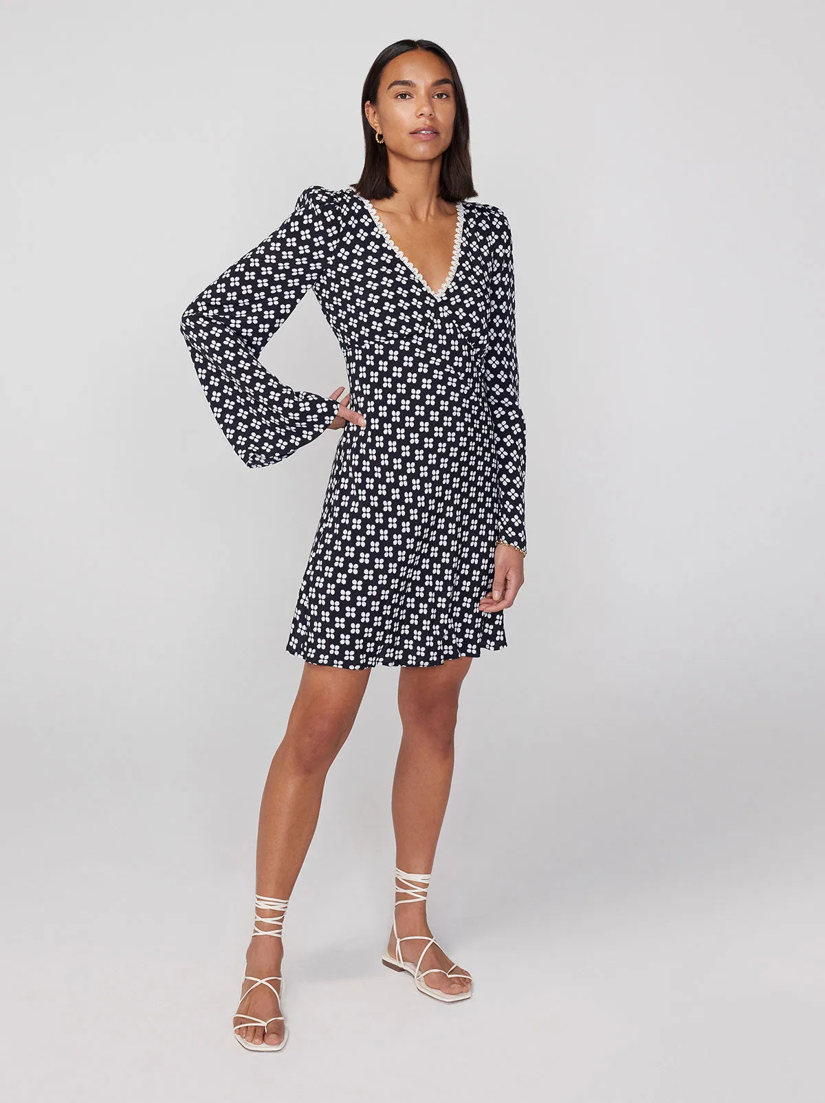 Rosalie Black Polka Floral Mini Dress