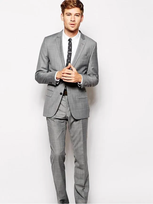 Skinny Fit Suit Jacket in Grey