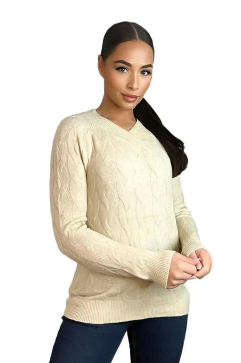 Soft Braid Knit Fisherman Style Pullover