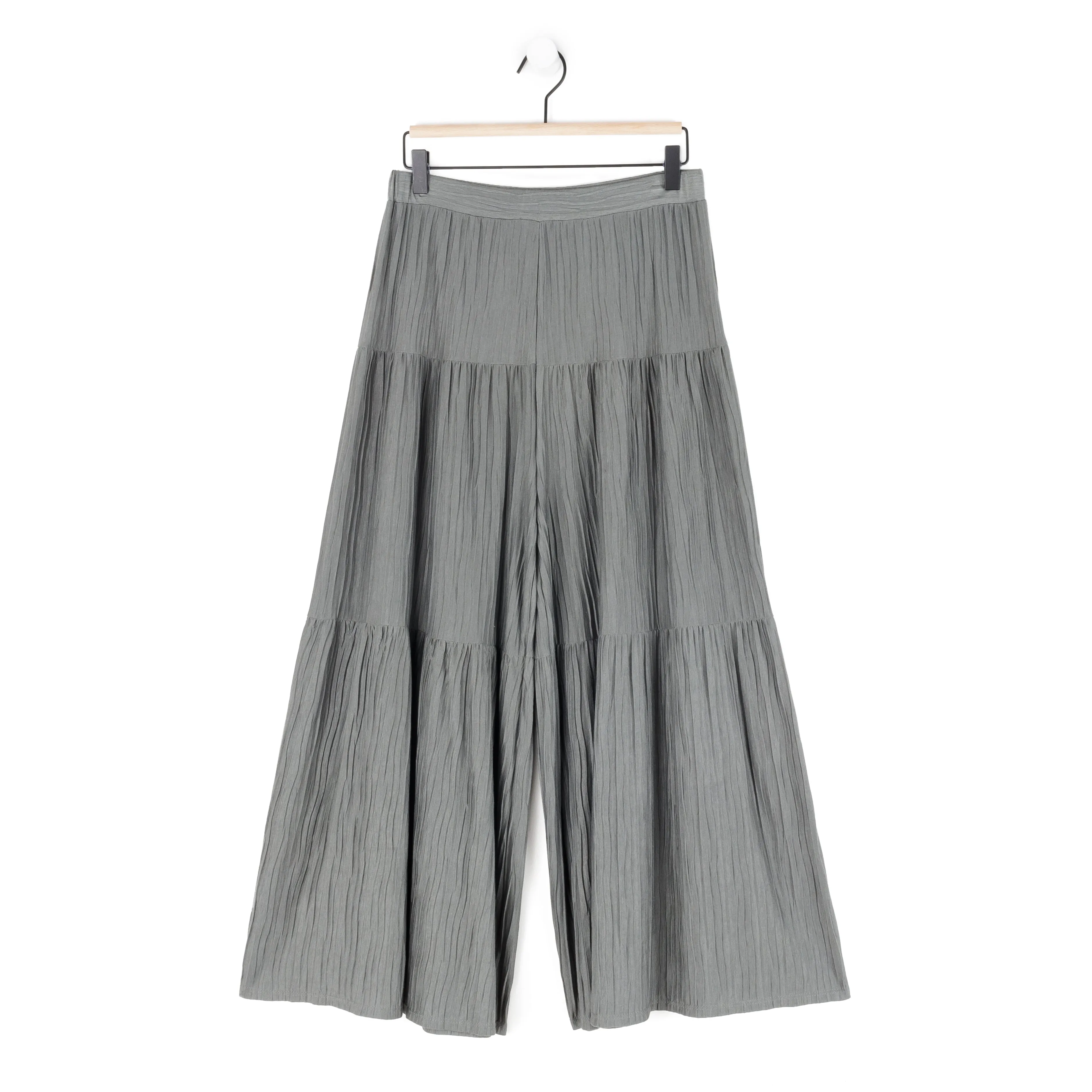 Soft Pleat Knit - Tiered Skirt-Pant - Olive