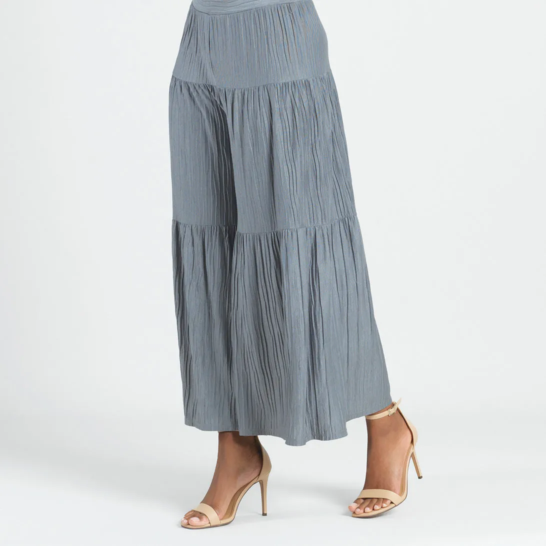 Soft Pleat Knit - Tiered Skirt-Pant - Olive