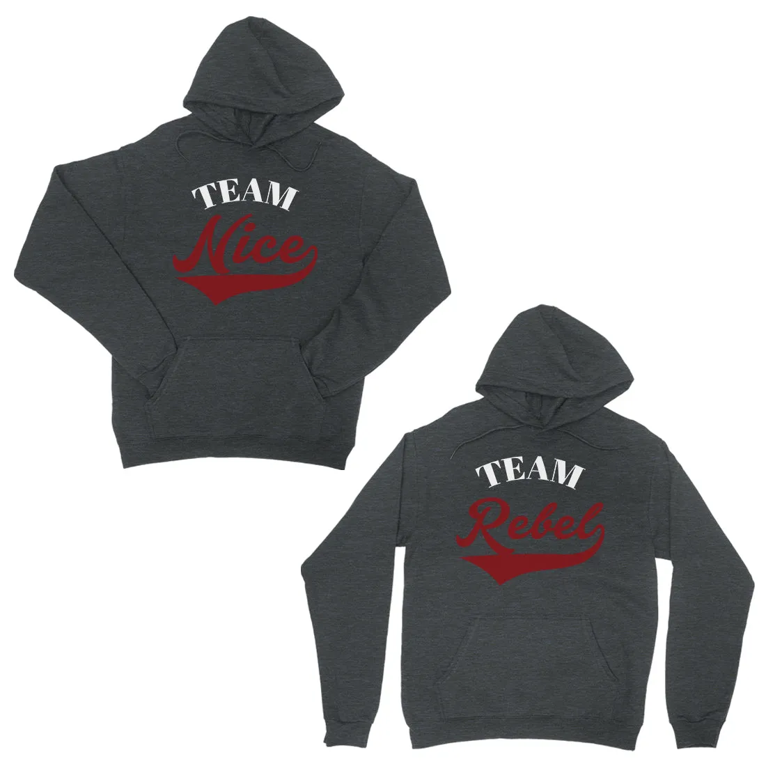 Team Nice Team Rebel BFF Matching Hoodies Cute Christmas Gifts