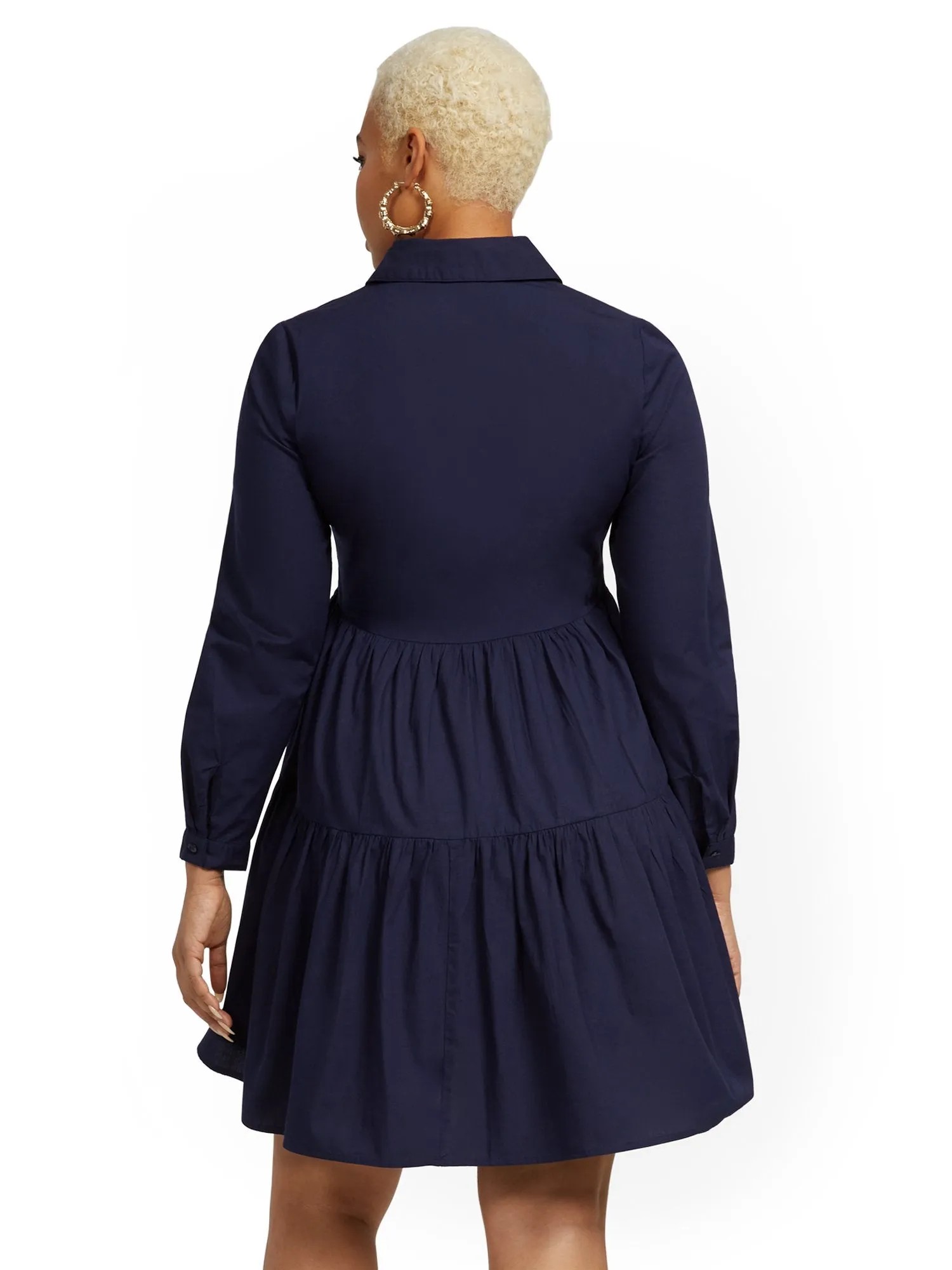 Tiered Poplin Shirtdress