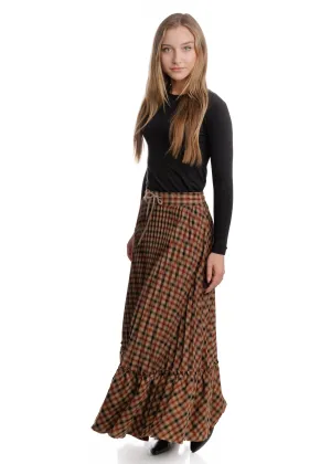 TW4490-A-SKIRT-Brown Checkered