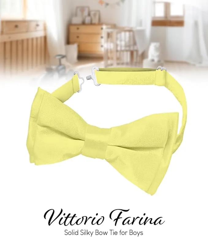 Vittorio Farina Boy's Pretied Solid Silky Satin Bow Tie