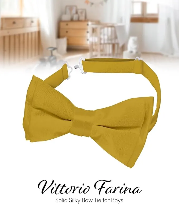 Vittorio Farina Boy's Pretied Solid Silky Satin Bow Tie