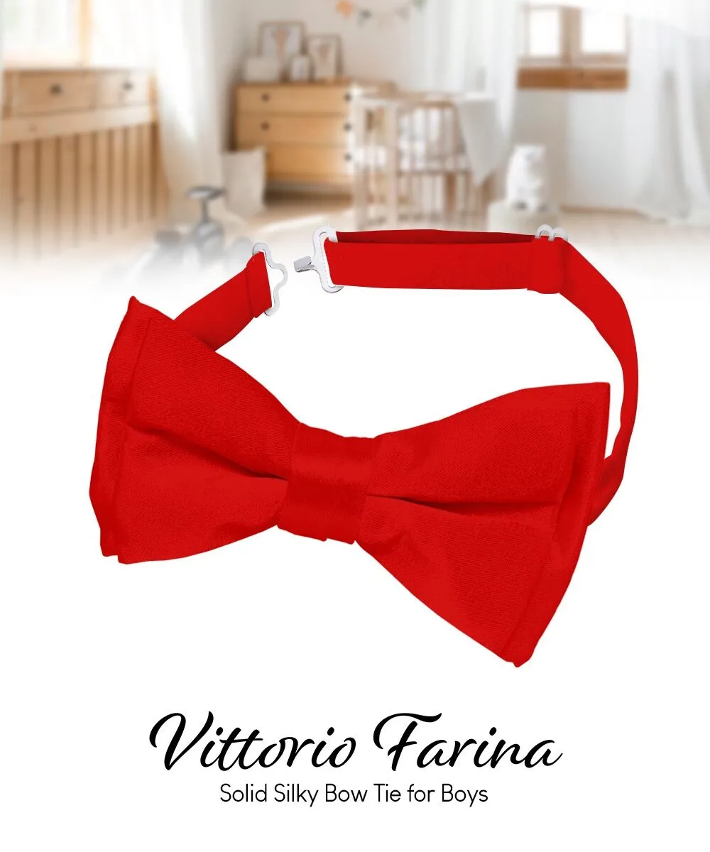 Vittorio Farina Boy's Pretied Solid Silky Satin Bow Tie