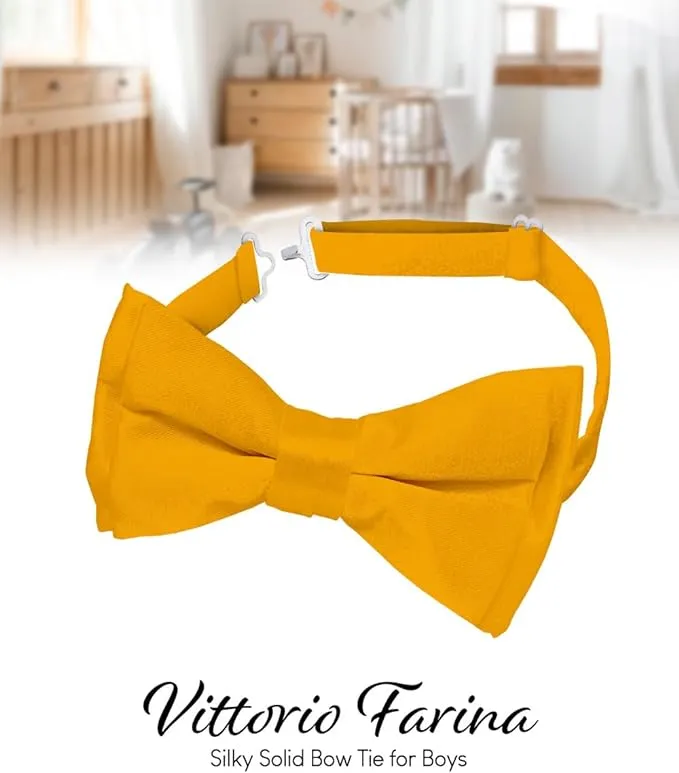 Vittorio Farina Boy's Pretied Solid Silky Satin Bow Tie