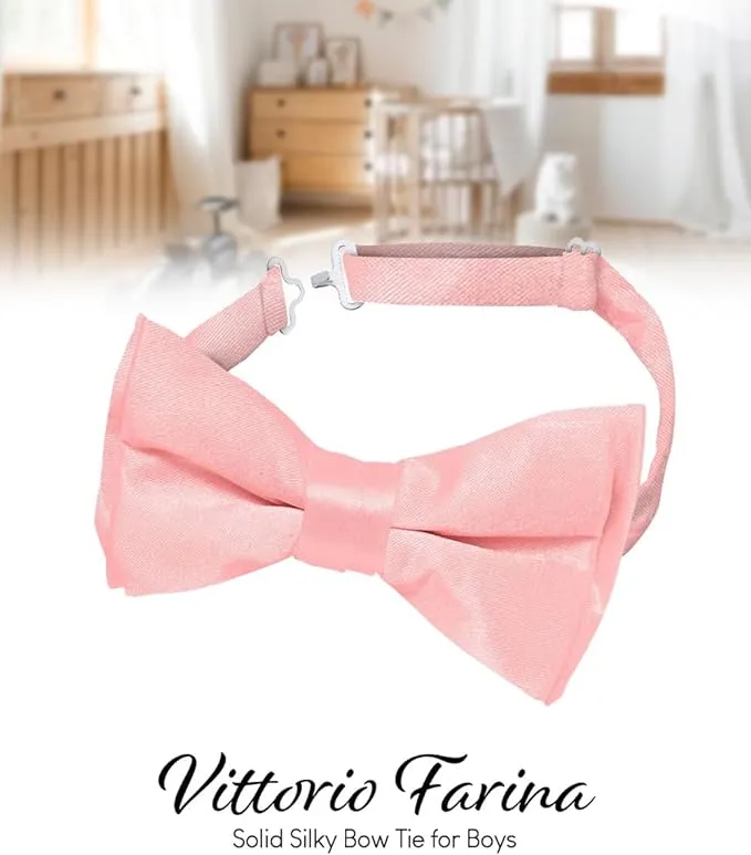 Vittorio Farina Boy's Pretied Solid Silky Satin Bow Tie