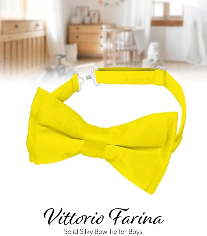 Vittorio Farina Boy's Pretied Solid Silky Satin Bow Tie