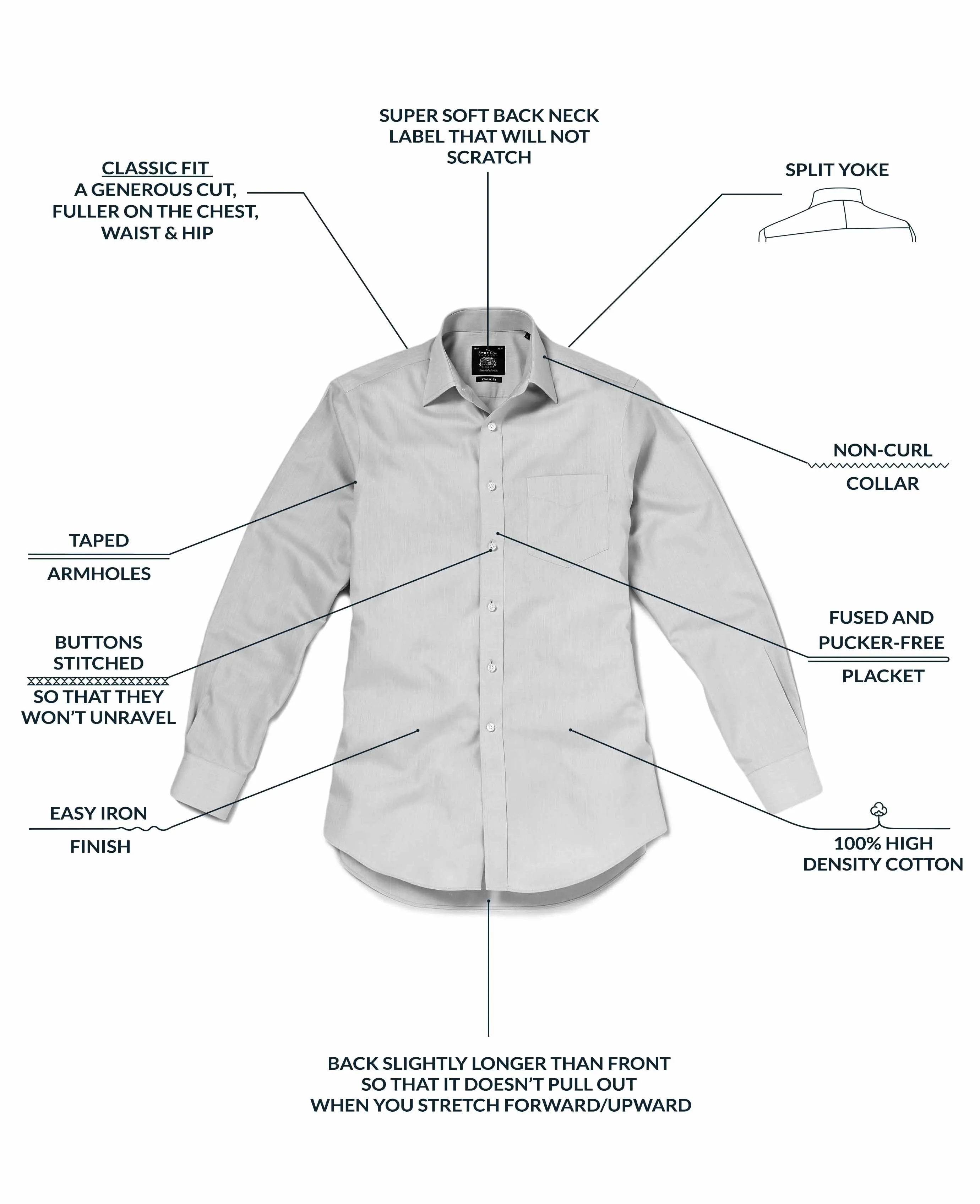 White Poplin Classic Fit Formal Shirt - Single or Double Cuff