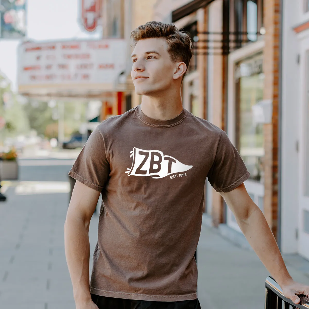 ZBT Comfort Colors Brown Pennant Short Sleeve Tee